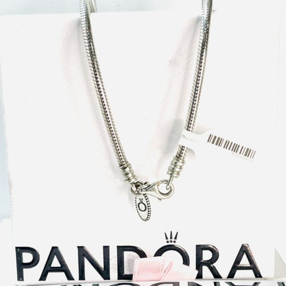 PANDORA Retired Sterling Silver Collier Tag Necklace - 590704HV